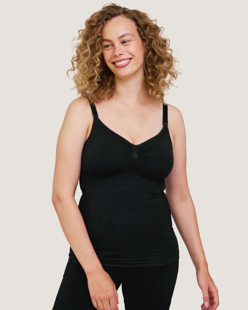 Brezšivna spodnja majica za dojenje Carriwell – črna