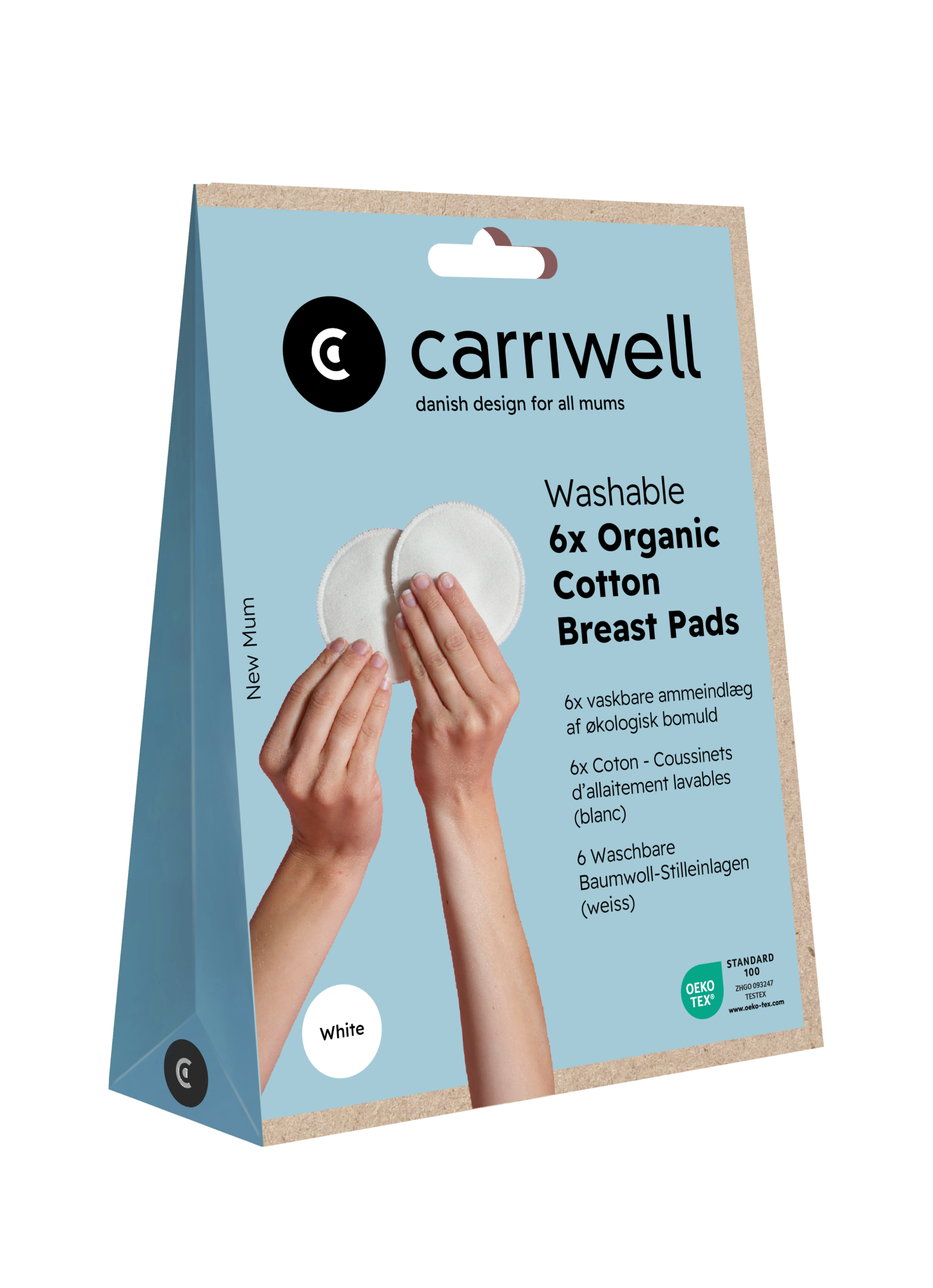 Carriwell Perivi jastučići za dojilje od organskog pamuka, 6 kom - bijeli - Slika 7