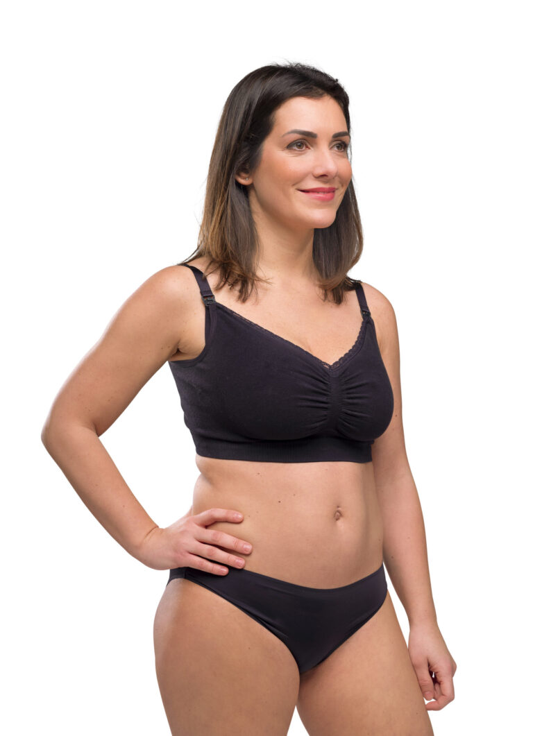 Brezšivni nedrček za nosečnice in dojenje Carriwell Organic - črn