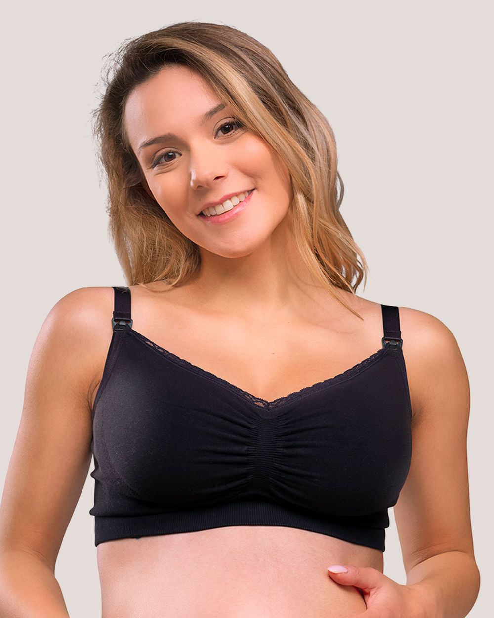 Brezšivni nedrček za nosečnice in dojenje Carriwell Organic - črn