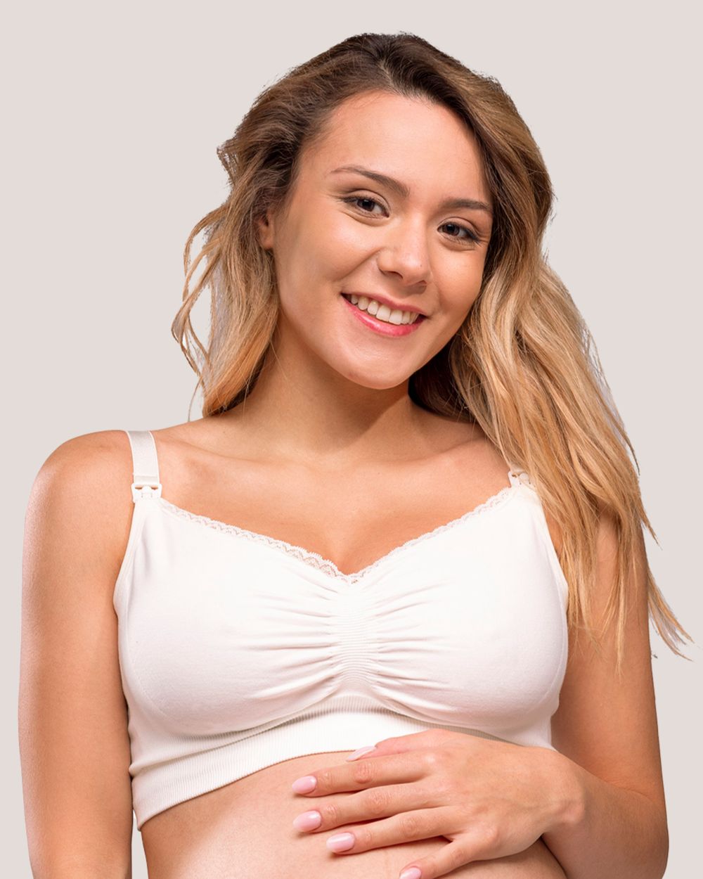 Brezšivni nedrček za nosečnice in dojenje Carriwell Organic - naravno bel