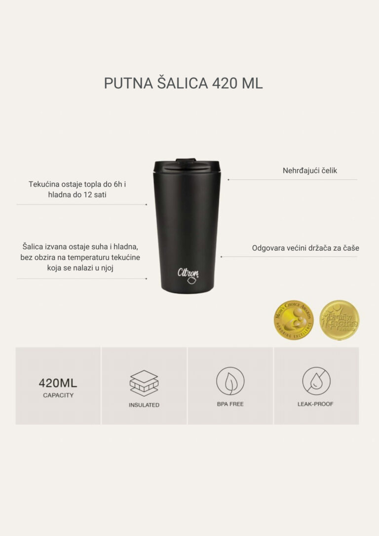 Citron putna šalica 420 ml, plava