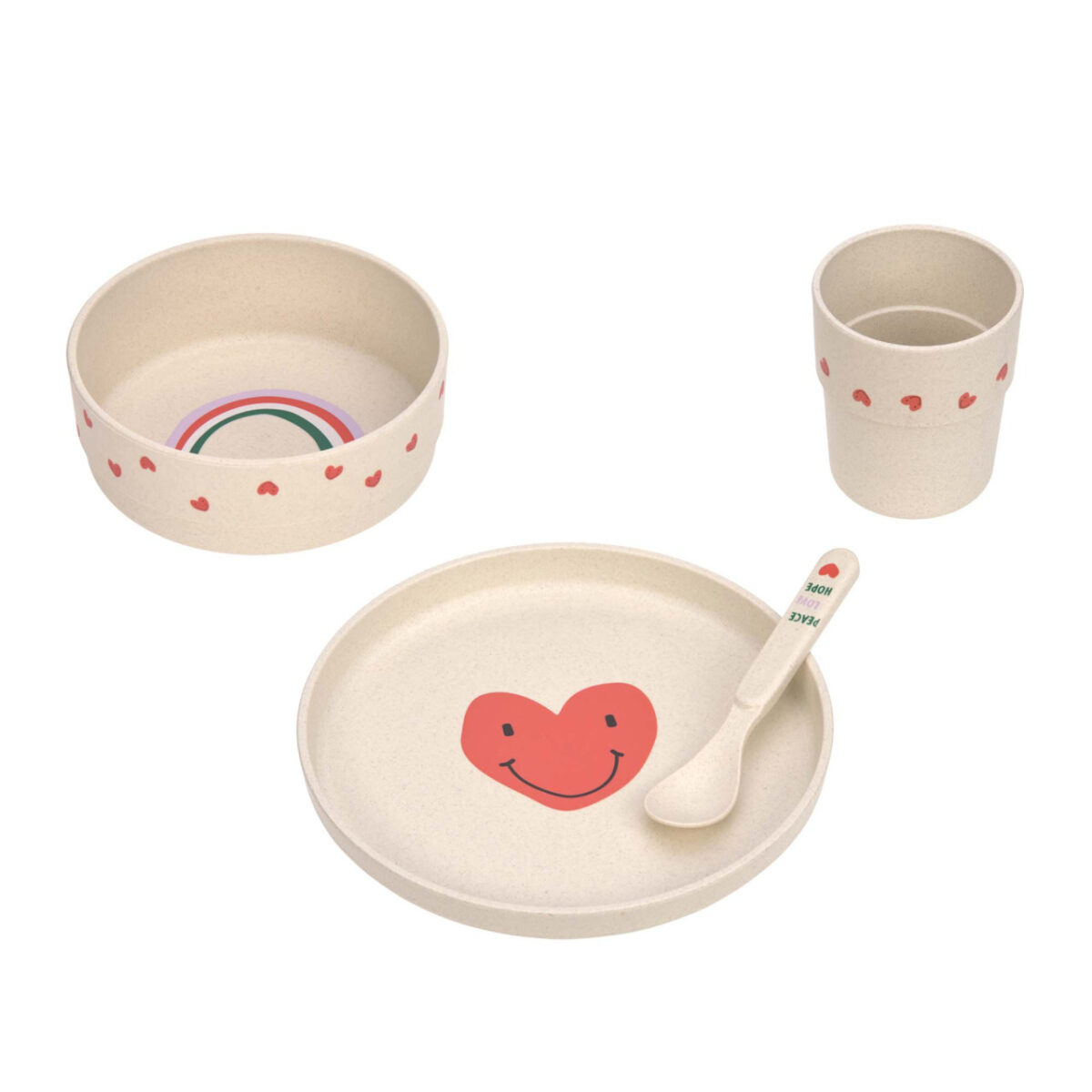 Lässig Posuđe Set PP/celuloza Happy Rascals Heart lavender (Tanjur, Zdjelica, Šalica, Žlica) - Slika 2