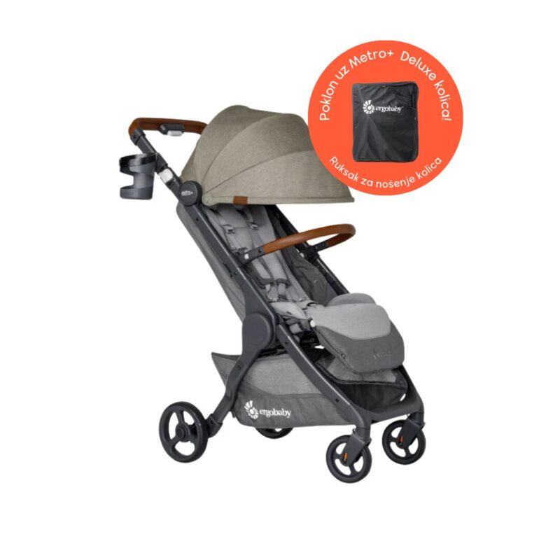 Bundle: Ergobaby Metro+ Deluxe Empire State Green + prednja zaštitna ručka, adapteri za autosjedalicu, držač za bocu i ruksak za nošenje kolica