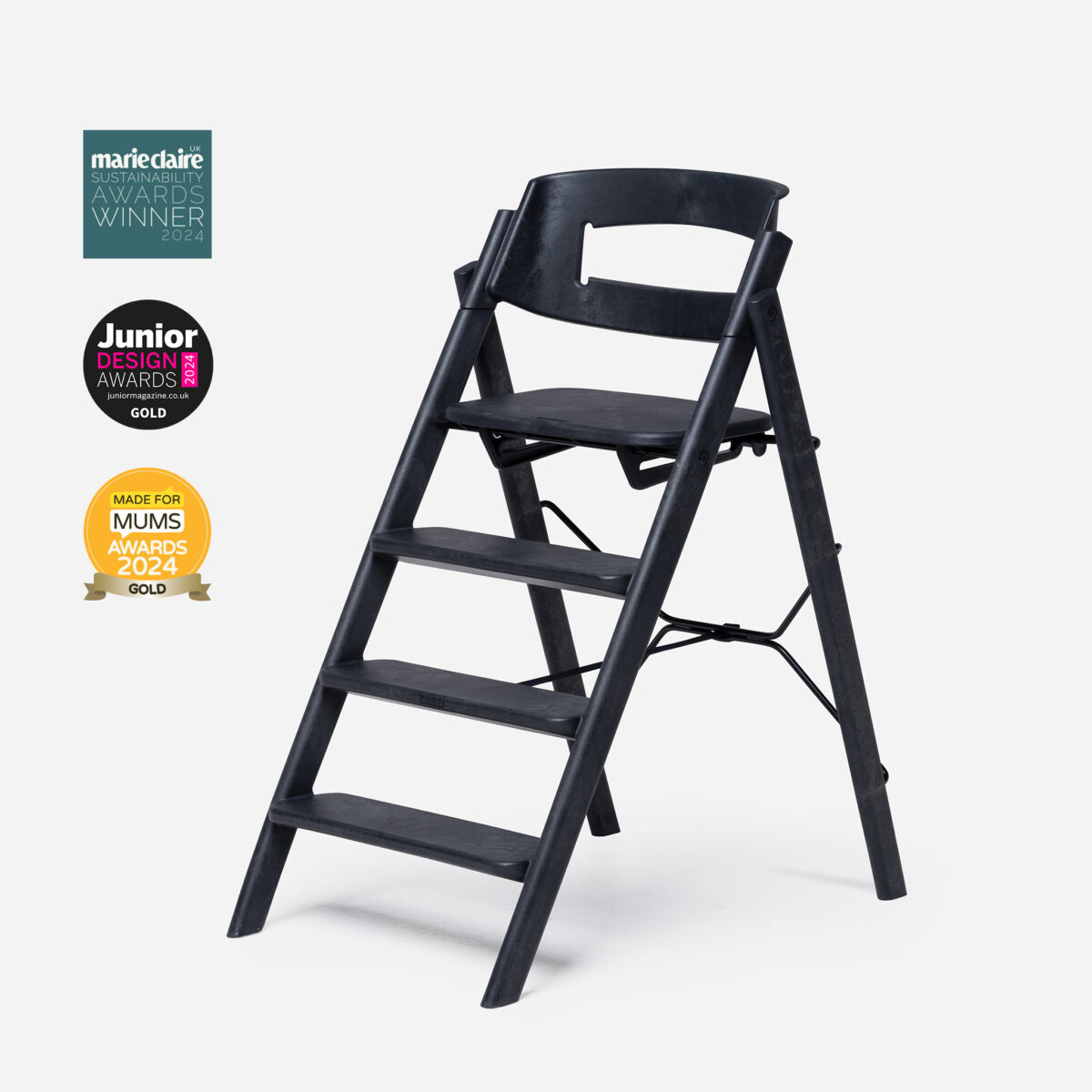 Otroški stol KAOS Klapp, reciklirana plastika, ogljeno črna - Image 3