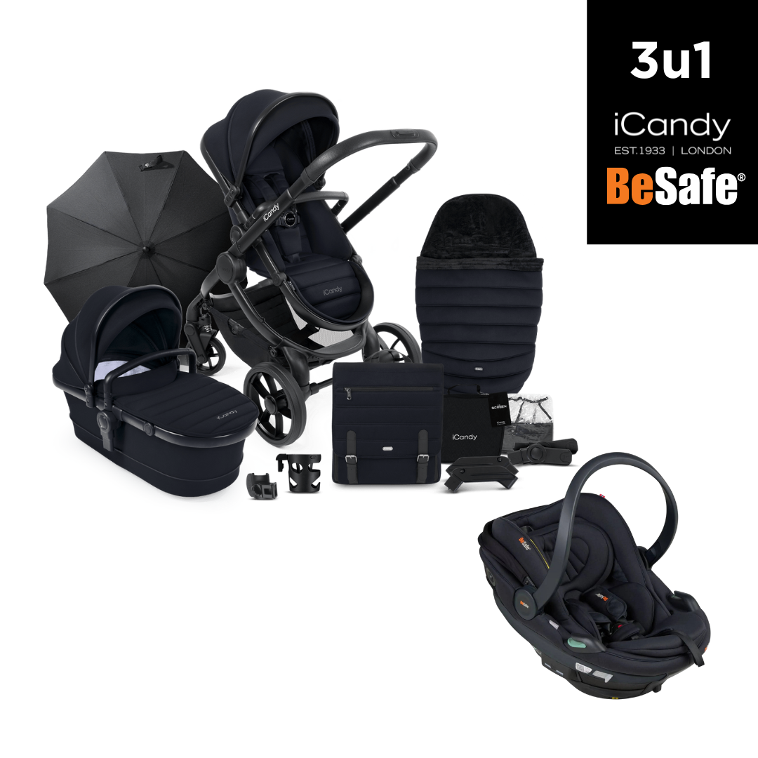 3u1 kolica iCandy Peach 7 Complete Bundle, Black Edition + BeSafe autosjedalica