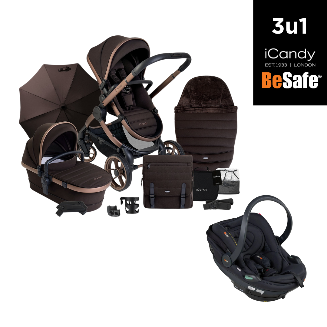 3u1 kolica iCandy Peach 7 Complete Bundle, Pecan Phantom + BeSafe autosjedalica