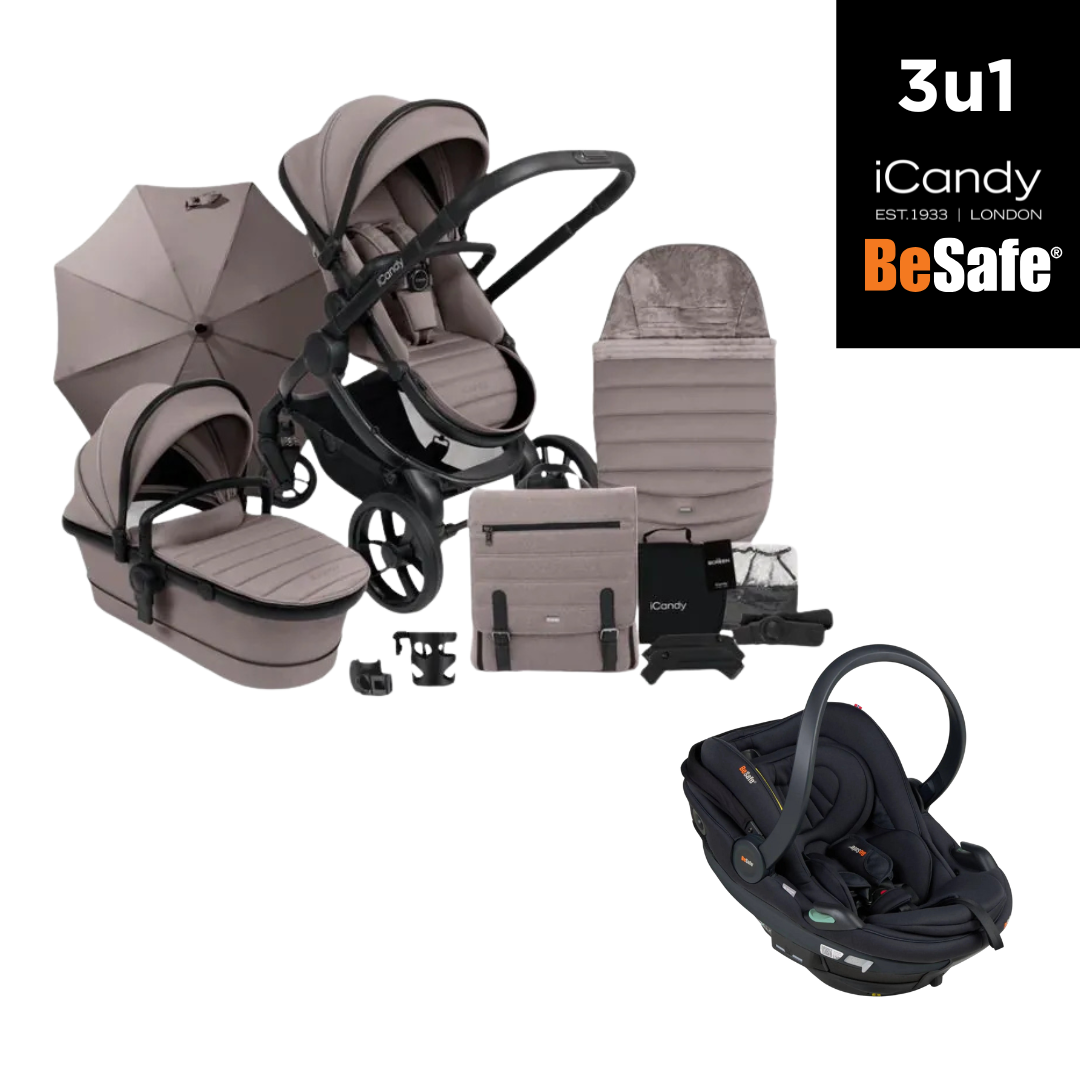 3u1 kolica iCandy Peach 7 Complete Bundle, Porcini + BeSafe autosjedalica