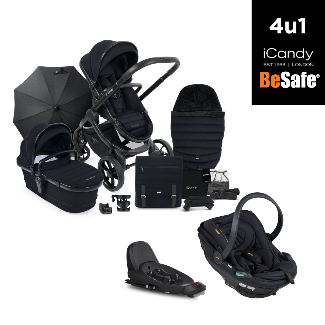 4u1 kolica iCandy Peach 7 Complete Bundle, Black Edition + BeSafe autosjedalica sa bazom
