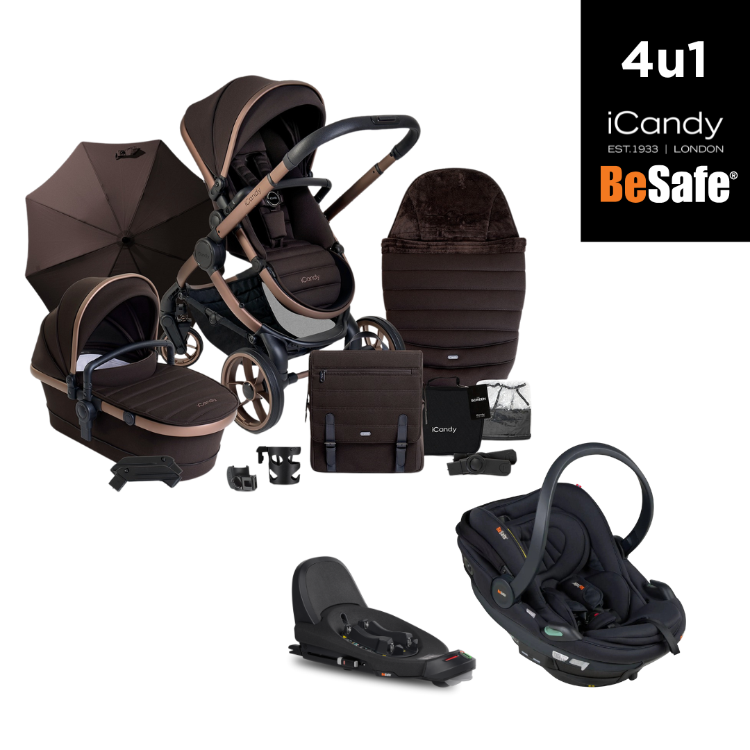 4u1 kolica iCandy Peach 7 Complete Bundle, Pecan Phantom + BeSafe autosjedalica sa bazom