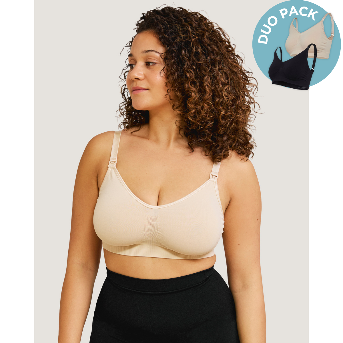 Carriwell Original modrčki za nosečnice in doječe matere, 2 kosa, črni in kožne barve