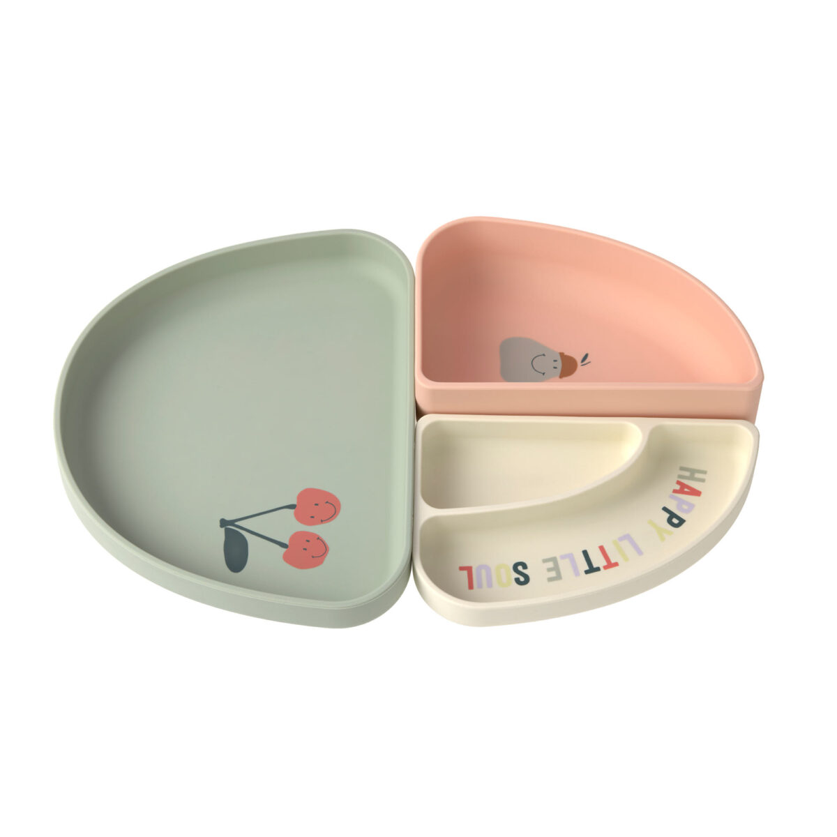 Lässig 3-delni silikonski jedilni set Happy Fruits Cherry