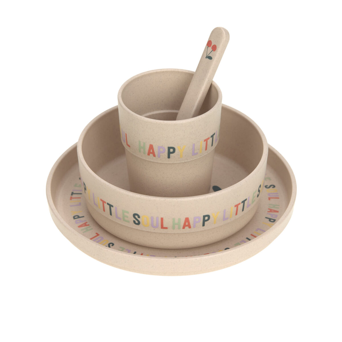 Lässig Posuđe Set PP/celuloza Happy Fruits Cherry (Tanjur, Zdjelica, Šalica, Žlica)
