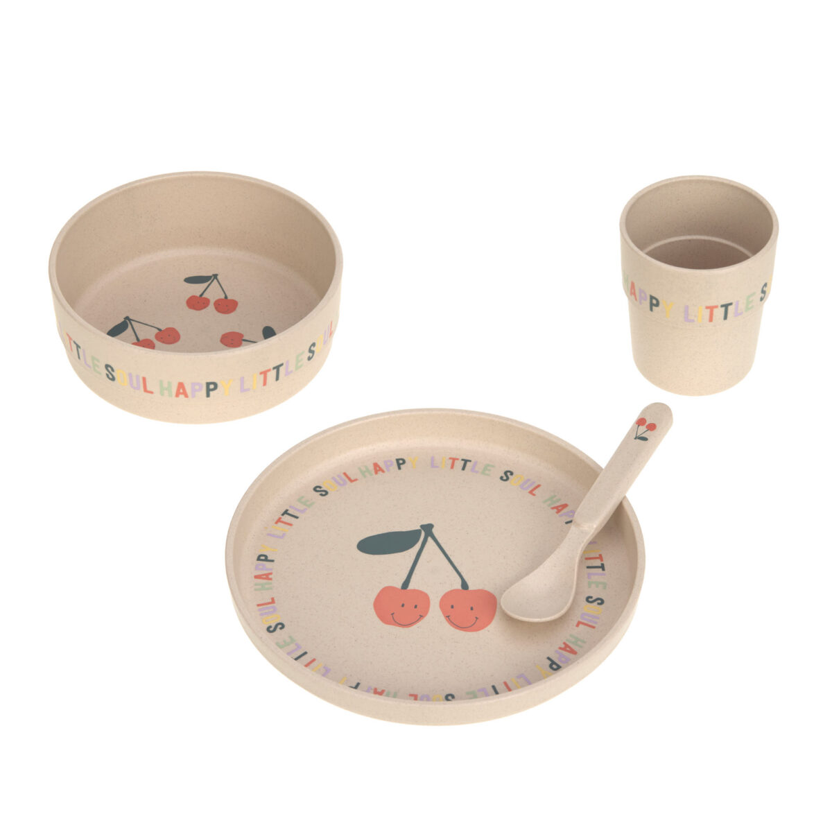 Lässig Posuđe Set PP/celuloza Happy Fruits Cherry (Tanjur, Zdjelica, Šalica, Žlica) - Slika 2