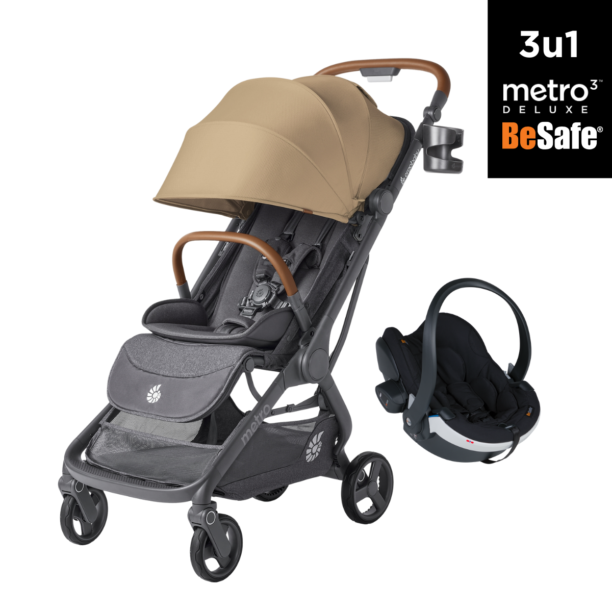 3u1 kolica Ergobaby Metro 3 Deluxe, Camel + BeSafe iZi Go Modular X2 i-Size autosjedalica