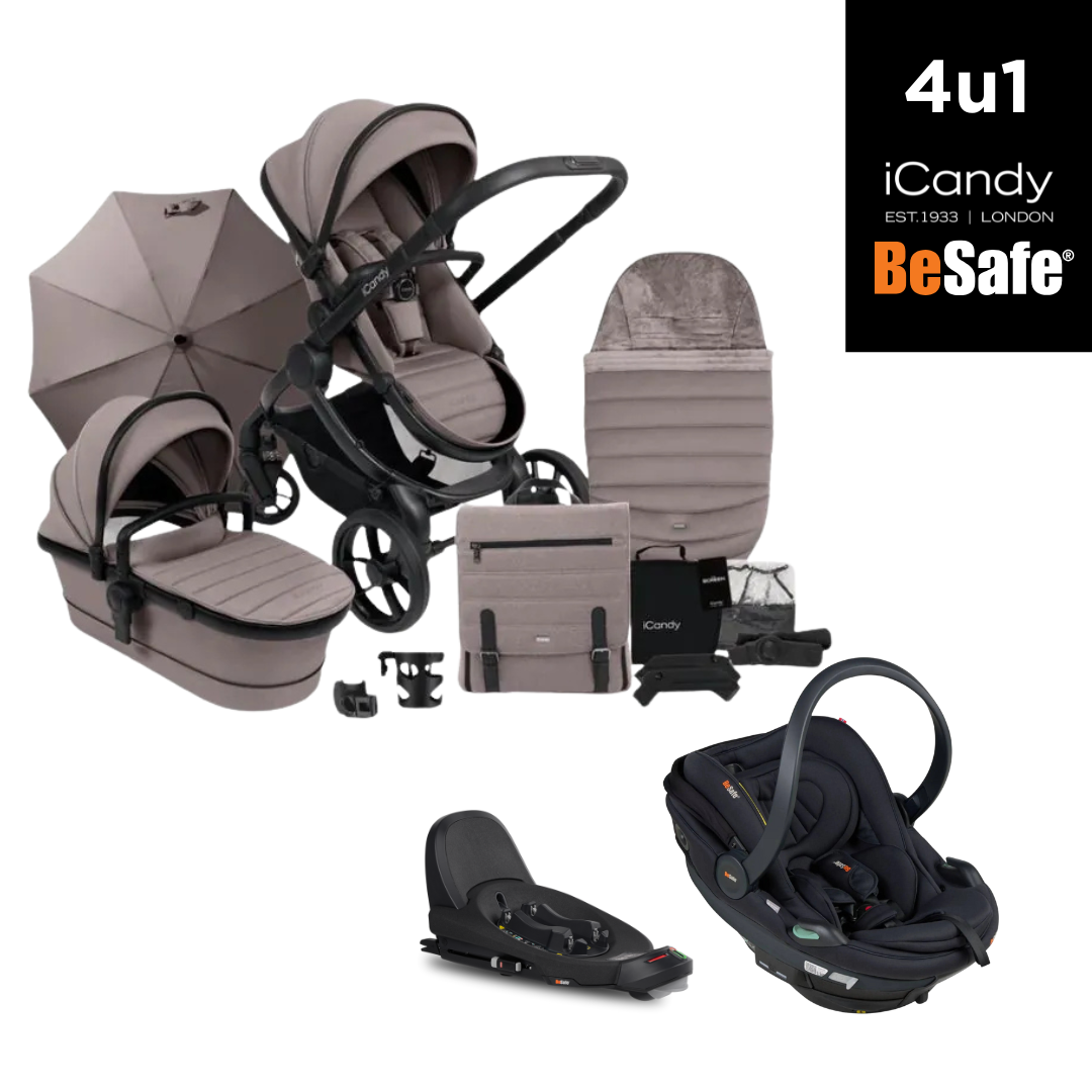 4u1 kolica iCandy Peach 7 Complete Bundle, Porcini + BeSafe autosjedalica sa bazom