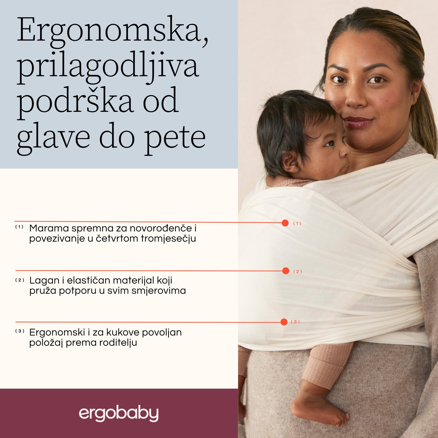 Ergobaby Aura marama Sustainable Knit - Soft Black - Slika 3