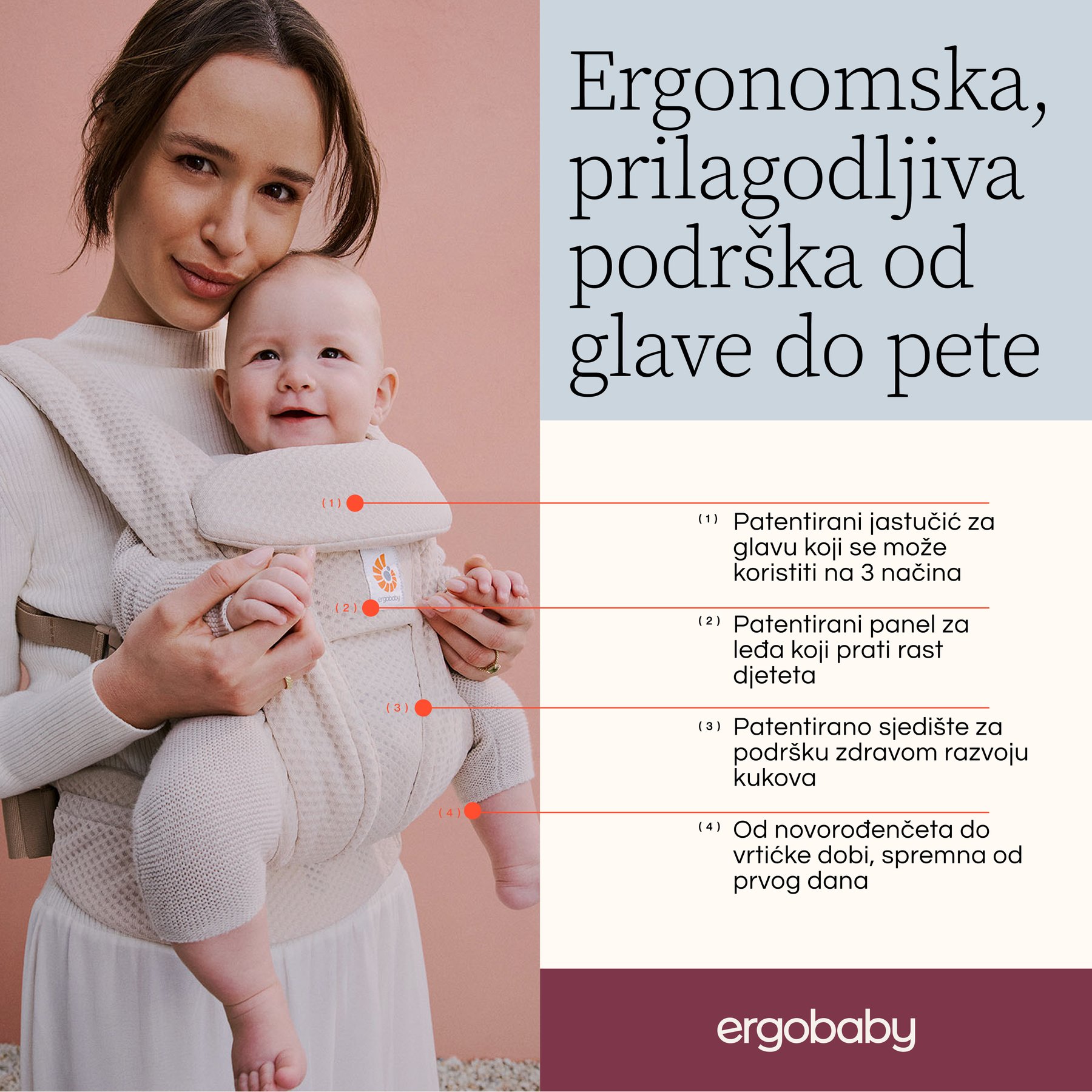 Ergobaby Omni Deluxe Mesh nosiljka - Pearl Grey – Image 4