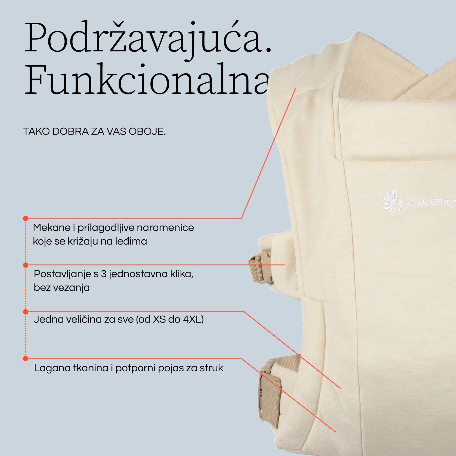 Ergobaby Embrace Soft Air Mesh nosiljka, Crna - Slika 5