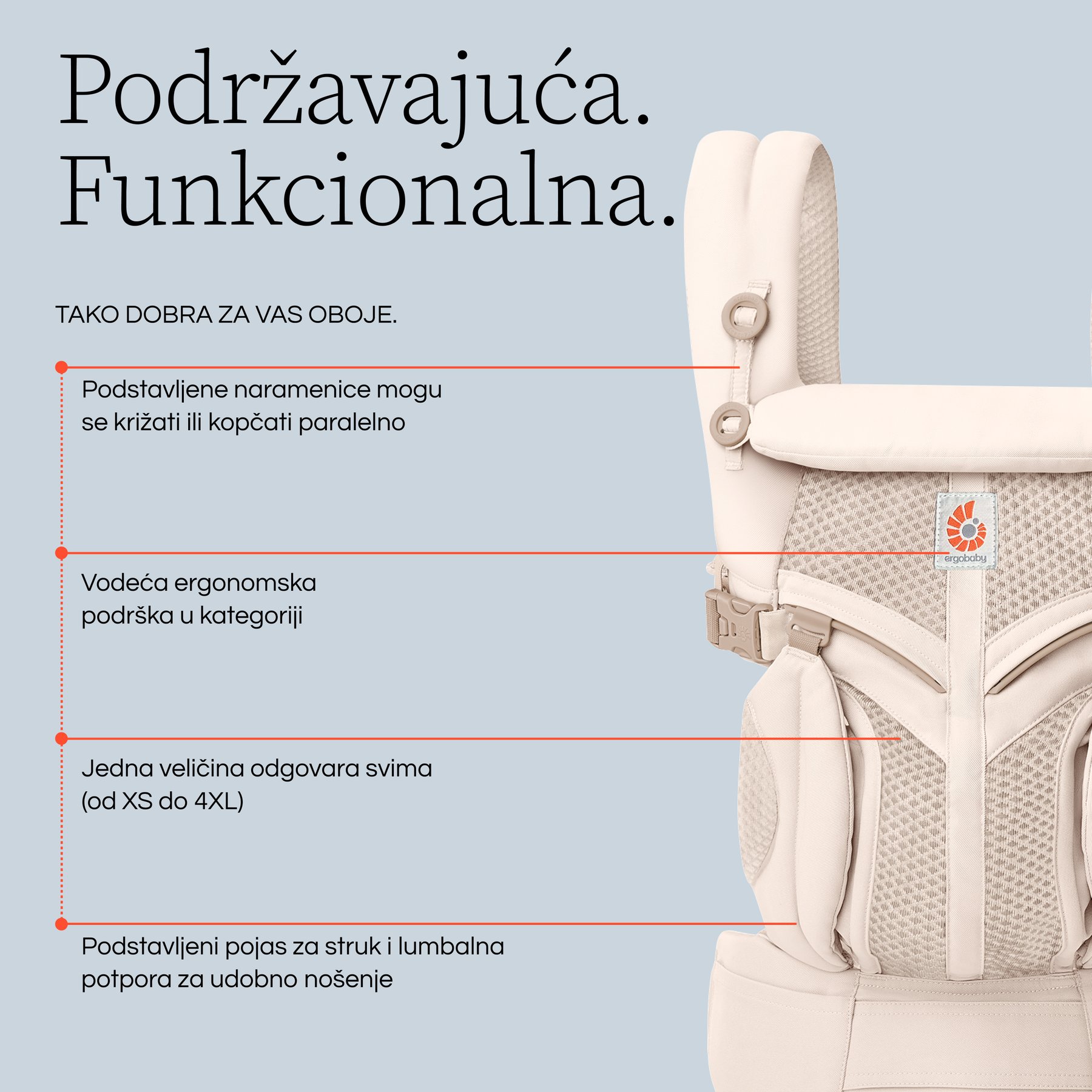 Ergobaby Omni Classic Mesh nosiljka, Natural Beige - Slika 5