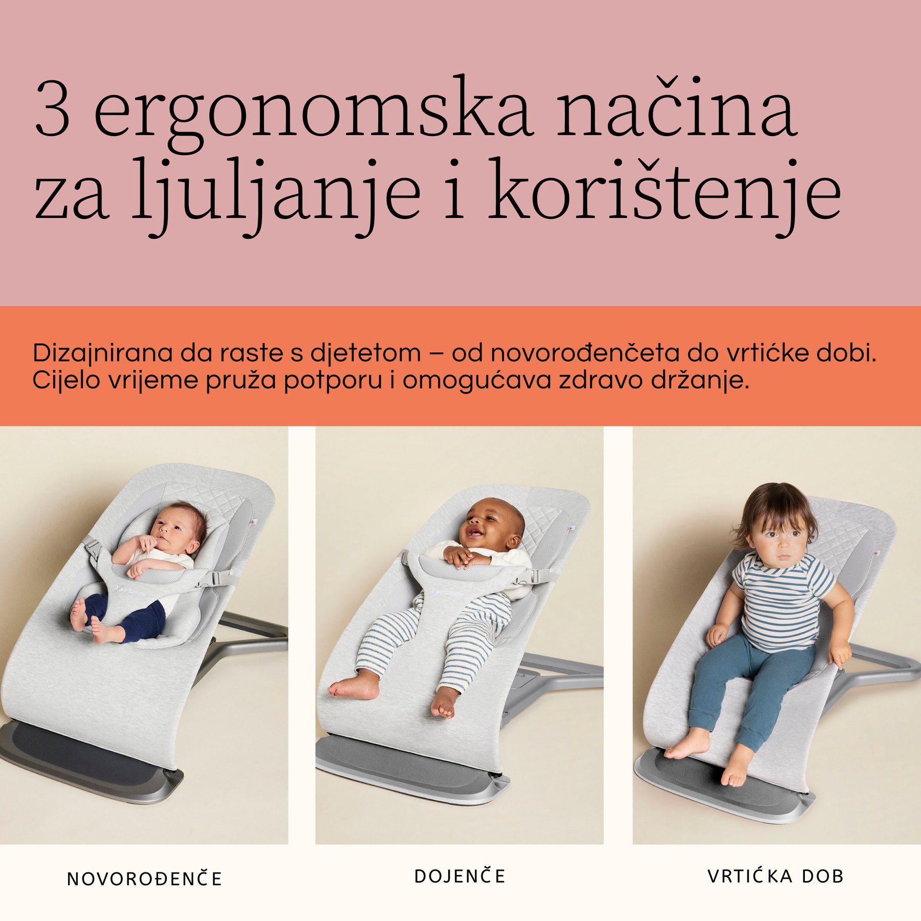 Ergobaby Evolve ležalnik 3v1 – Camel - slika 5