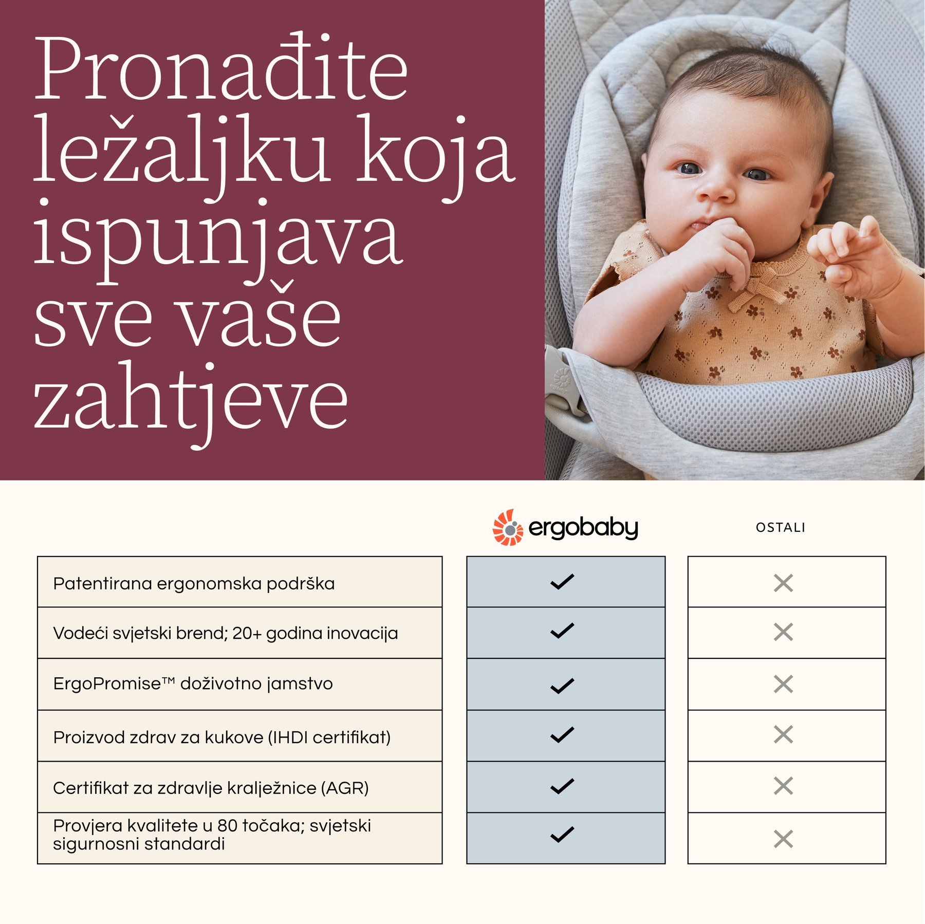 Ergobaby Evolve ležalnik 3v1 – Camel - slika 7
