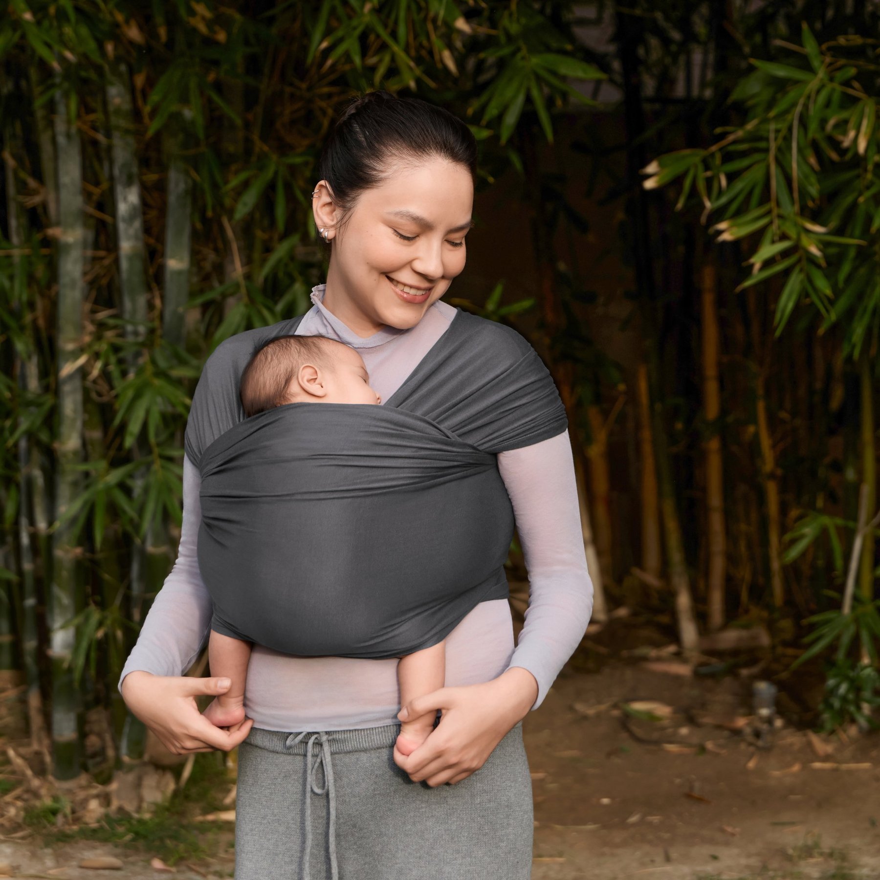 Ergobaby Aura marama Sustainable Knit - Soft Black - Slika 11