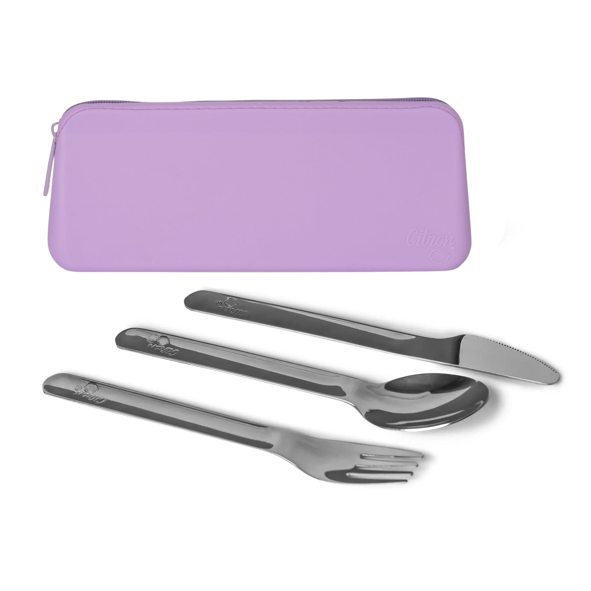 Citron Pribor za jelo od nehrđajućeg čelika s torbicom Purple